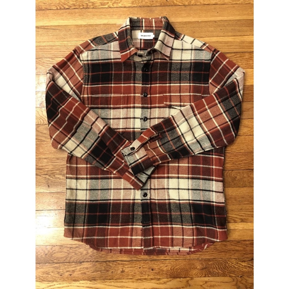 TAYLOR STITCH Longsleeve Crater Shirt In Rust Plaid 42